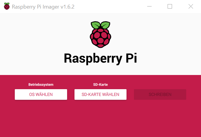 Startseite des Raspberry Pi Imagers.