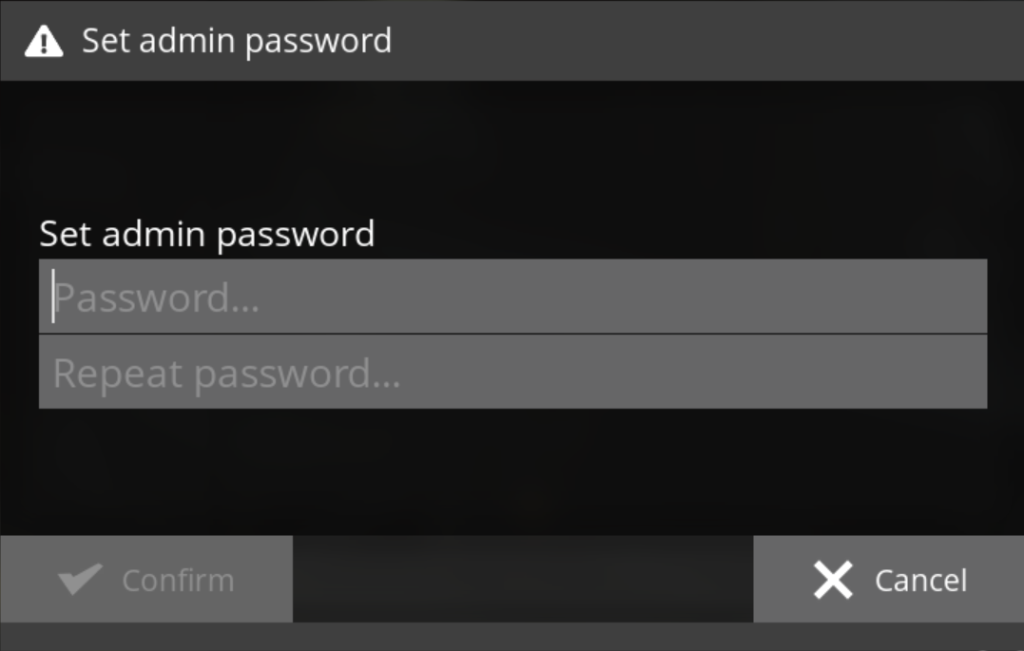 Vergebe ein Administrations-Passwort.