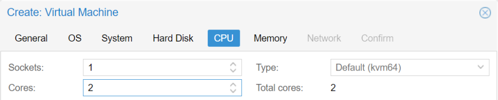 Anzahl der CPU-Kerne vergeben.