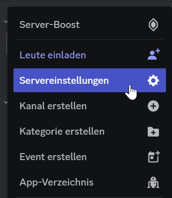 Discord Server - Servereinstellungen öffnen