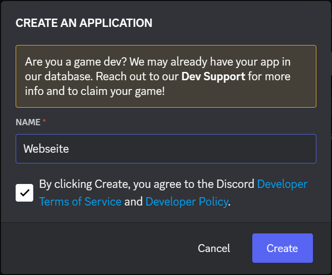 Discord Bot - Applikation erstellen