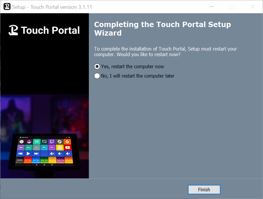 Touch Portal - Starte nun den PC einmal neu