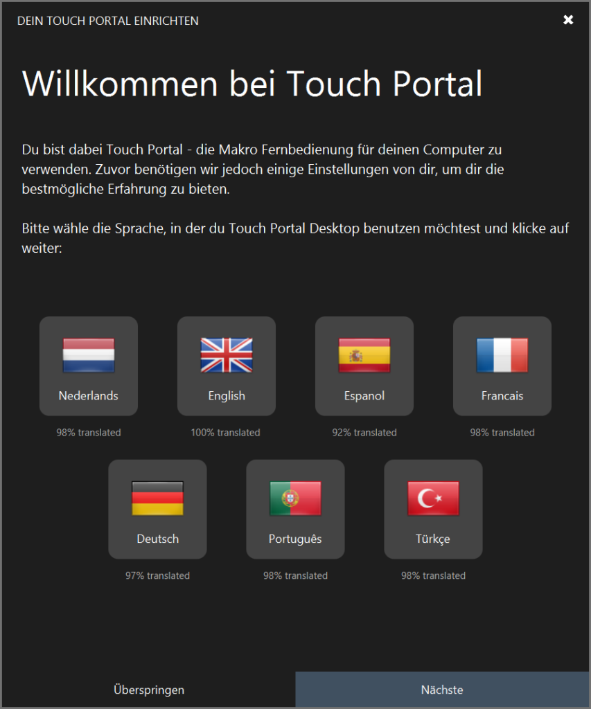 Touch Portal - Sprachauswahl