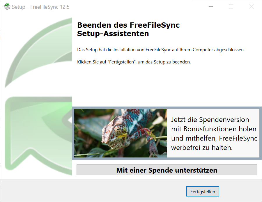 FreeFileSync - Fertigstellen