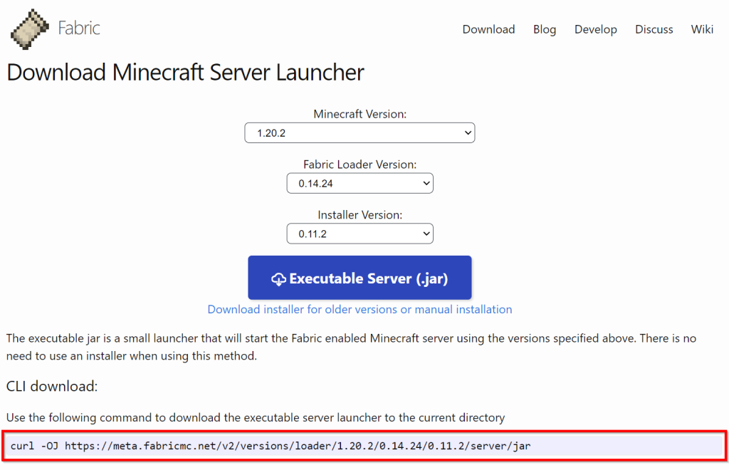 Minecraft Fabric - Server herunterladen
