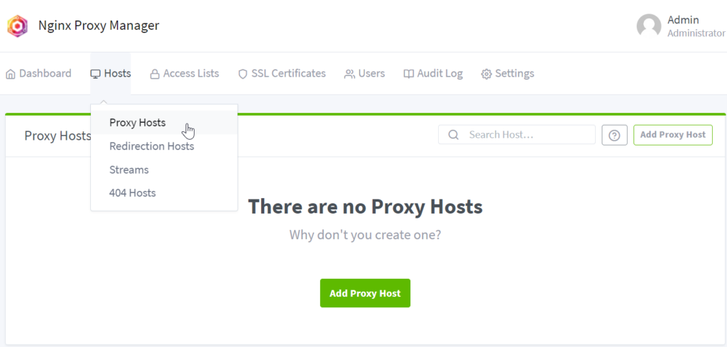 Nginx Proxy Manager - Lege einen Host an
