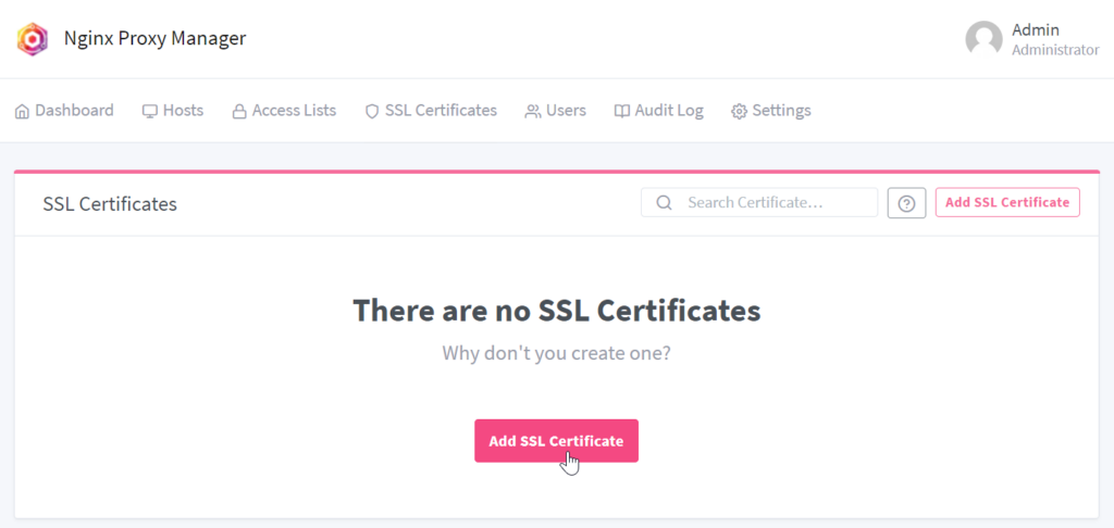 Nginx Proxy Manager - Füge ein neues SSL-Zertifikat hinzu
